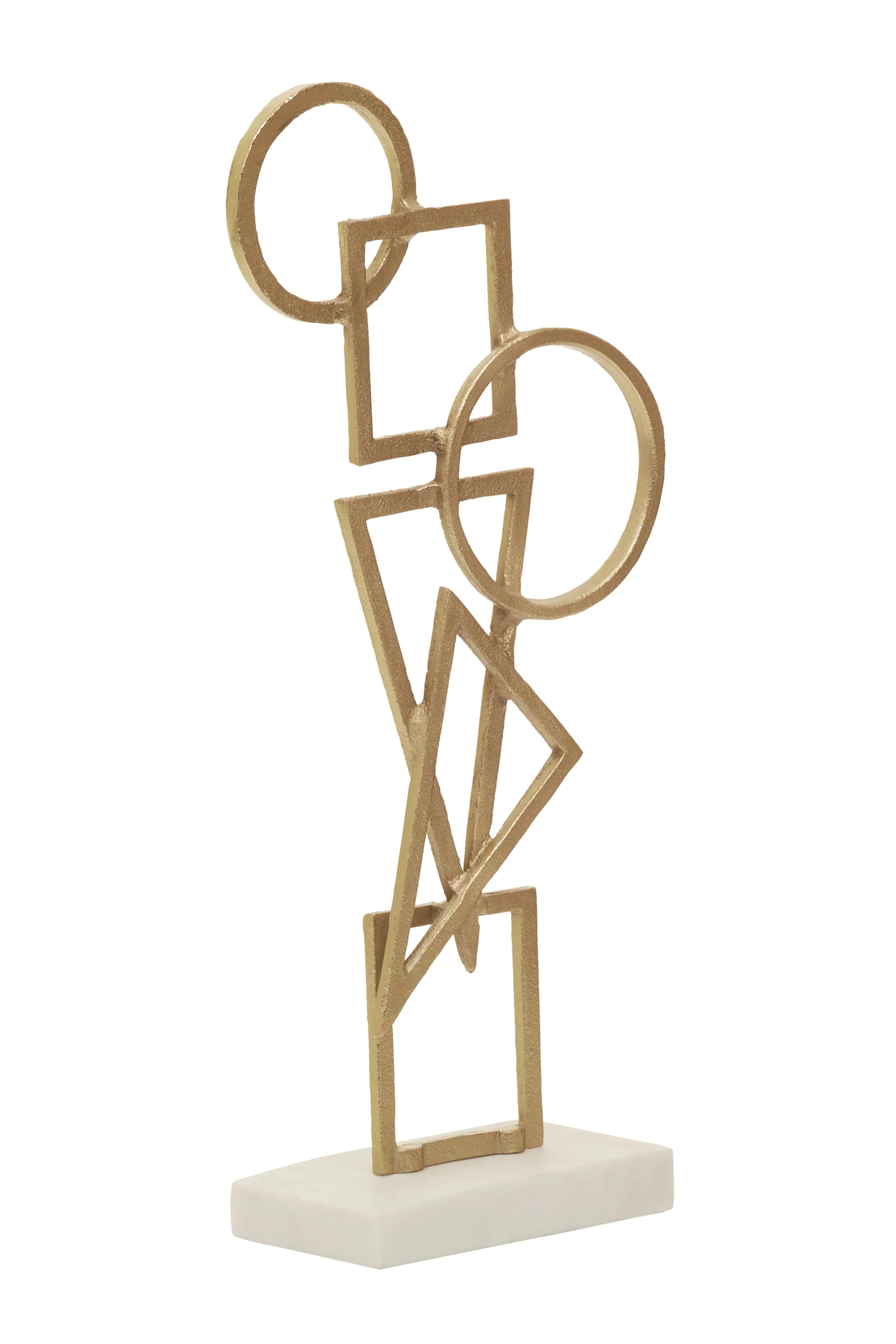 Rojas White Marble & Gold Abstract Shape Sculpture
